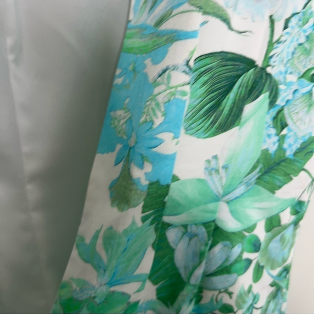 Elie Tahari Short-Sleeve Lace-Trim Ombre Organdy Dress, Green Pattern Size 4 - Picture 10 of 12